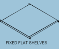fixed flat shelves